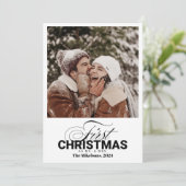 Eerste Kerstdag als Mr & Mrs. Feestdagenkaart (Staand voorkant)