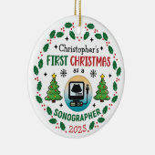 Eerste Kerstdag als Sonograaf Custom Name Keramisch Ornament (Rechts)