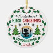 Eerste Kerstdag als Sonograaf Custom Name Keramisch Ornament (Voorkant)