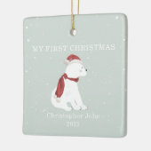 Eerste kerstdag Baby Polar Beer Blue Snow Keramisch Ornament (Links)