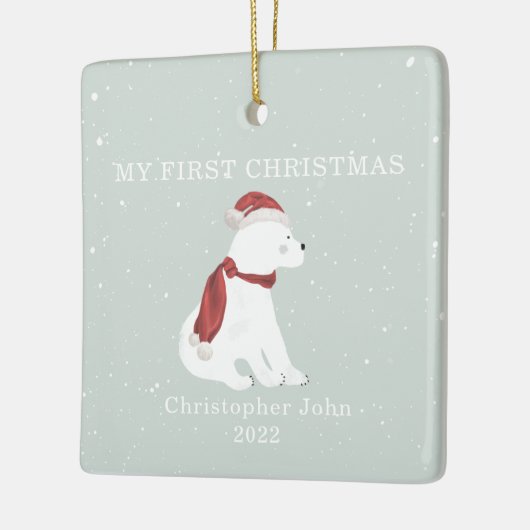 Eerste kerstdag Baby Polar Beer Blue Snow Keramisch Ornament (Links)