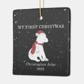 Eerste kerstdag Baby Polar Beer Donkergrijze sneeu Keramisch Ornament (Links)