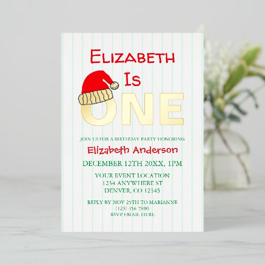 Eerste Kerstdag Folie Uitnodiging (Staand Voorkant)