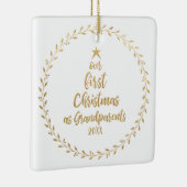 Eerste Kerstdag Grootouder Gold Foto Keramisch Ornament (Rechts)
