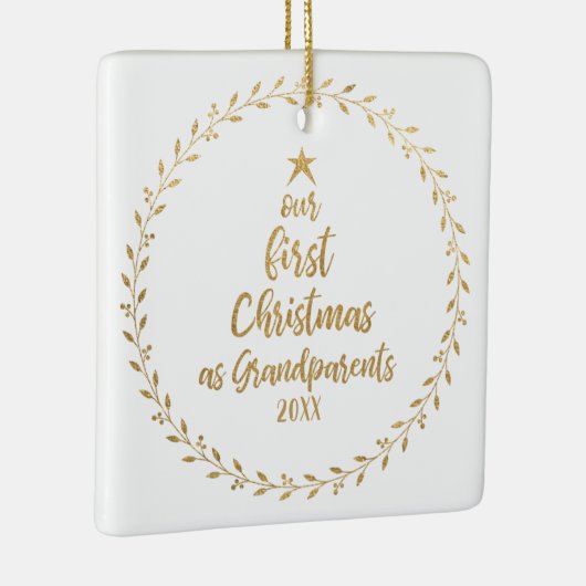 Eerste Kerstdag Grootouder Gold Foto Keramisch Ornament (Rechts)