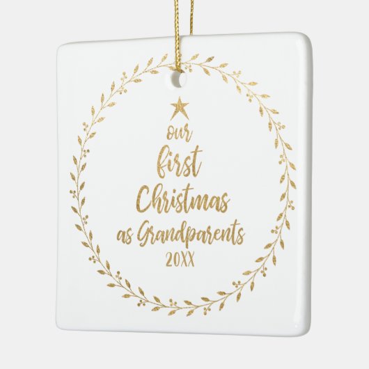 Eerste Kerstdag Grootouder Gold Foto Keramisch Ornament (Links)