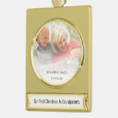 Eerste kerstdag Grootouders Fotonaam jaar Verguld Banner Ornament (Links)