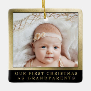 Eerste Kerstdag Grootouders Gold Black Foto Keramisch Ornament