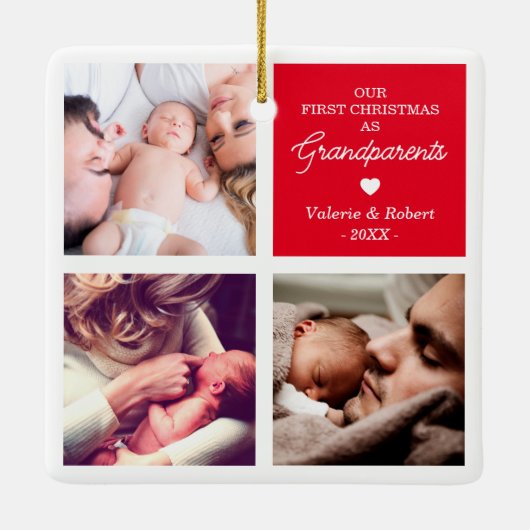 Eerste kerstdag Grootouders met kerstfeest Keramisch Ornament (Achterkant)