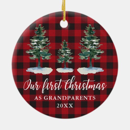 Eerste Kerstdag Grootouders Pines Play Keramisch Ornament (Achterkant)