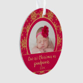 Eerste Kerstdag Grootouders Roze Gold Foto Ornament (voorkant)