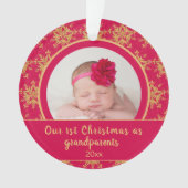 Eerste Kerstdag Grootouders Roze Gold Foto Ornament (voorkant)
