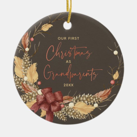 Eerste Kerstdag Grootouders Rustic Copper Foto Keramisch Ornament (Voorkant)