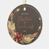 Eerste Kerstdag Grootouders Rustic Copper Foto Keramisch Ornament (Links)