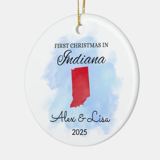 Eerste kerstdag in het Indiana State Ornament (Links)
