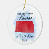 Eerste kerstdag in het Kansas State Ornament (Links)