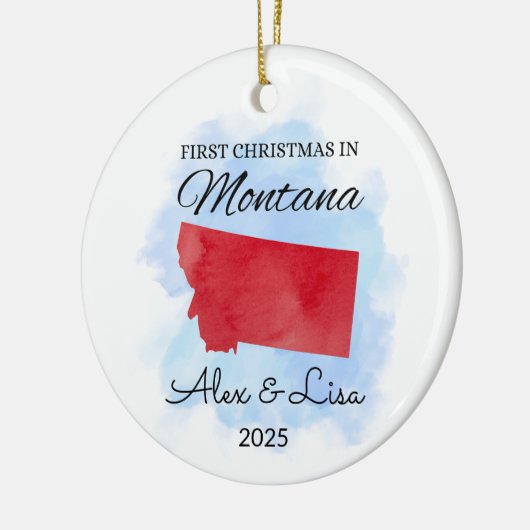 Eerste kerstdag in het Montana State Ornament (Links)