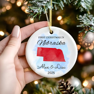 Eerste kerstdag in het Nebraska State Ornament