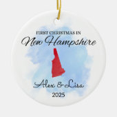 Eerste kerstdag in het New Hampshire State Ornamen Keramisch Ornament (Voorkant)