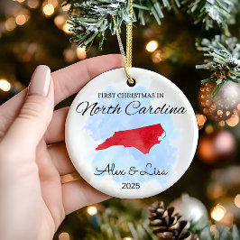 Eerste kerstdag in het North Carolina State Orname Keramisch Ornament