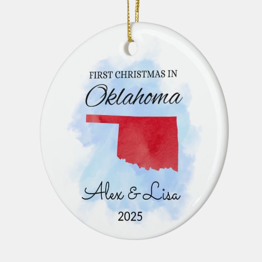 Eerste kerstdag in het Oklahoma State Ornament (Links)