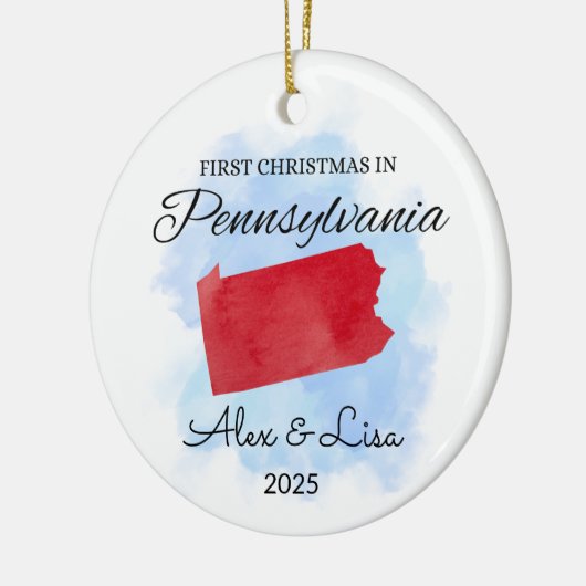 Eerste kerstdag in het Pennsylvania State Ornament (Links)
