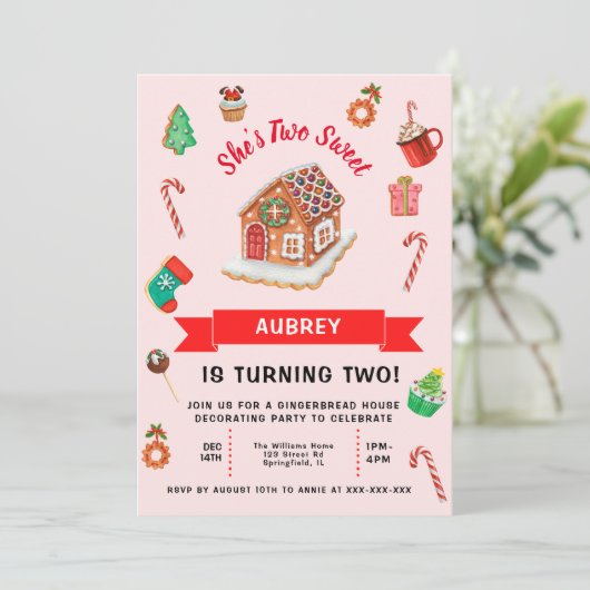 Eerste kerstdag in het roze ontbijt kaart (Staand voorkant)