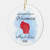 Eerste kerstdag in het Wisconsin State Ornament (Links)