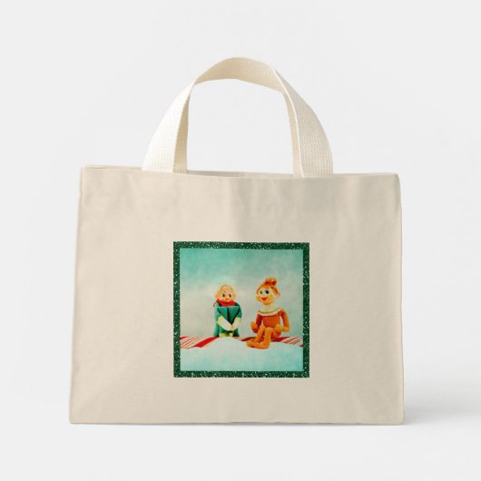 Eerste kerstdag met Lijst van Glitter Mini Tote Bag (Achterkant)