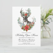 Eerste Kerstdag: Poinsettia Holiday Open House Kaart (Staand voorkant)