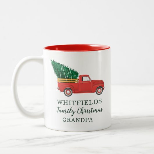 Eerste kerstdag Reunion Grandpa Custom Holiday Tweekleurige Koffiemok (Links)