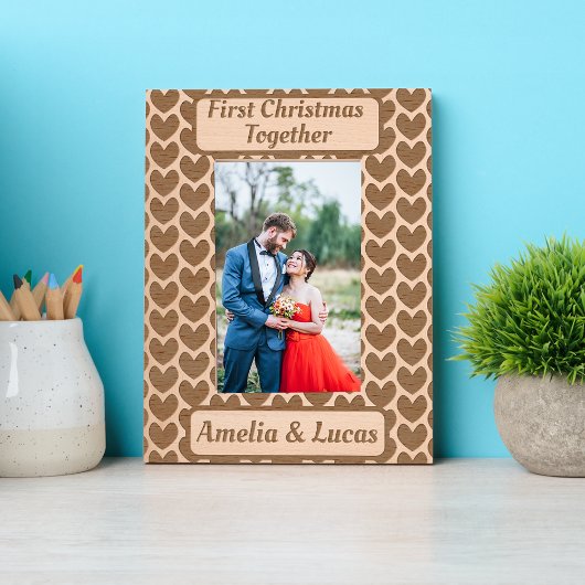 Eerste kerstdag samen kalligrafie gegraveerde lijstjes