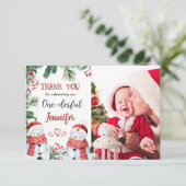 Eerste Kerstdag Sneeuwman Bedankt Card (Staand voorkant)