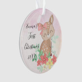 Eerste Kerstdag Woodland Deer Floral Ornament (voorkant)