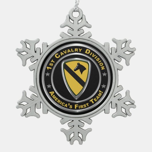 Eerste kerstdivisie Cavalry Tin Sneeuwvlok Ornament (Voorkant)