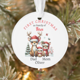 Eerste kerstfamilie van drie Keepsake-foto's Ornament