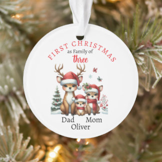 Eerste kerstfamilie van drie Keepsake-foto's Ornament