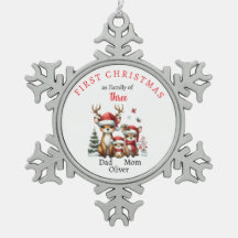 Eerste kerstfamilie van drie Keepsake-foto's