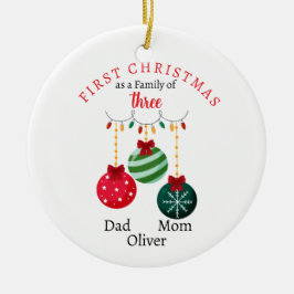 Eerste kerstfamilie van drie Photo Keepsake Keramisch Ornament
