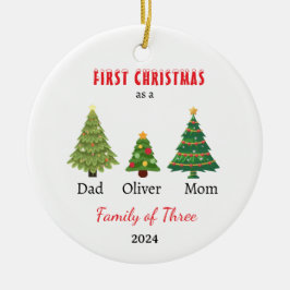 Eerste kerstfamilie van drie Photo Keepsake Keramisch Ornament