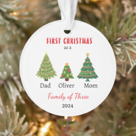 Eerste kerstfamilie van drie Photo Keepsake Ornament