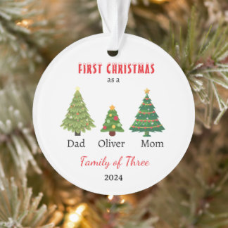 Eerste kerstfamilie van drie Photo Keepsake Ornament