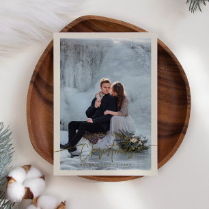 Eerste kerstfeest als getrouwd stel Foto crèmekleu Feestdagenkaart