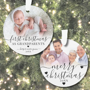 Eerste kerstfeest als grootouders 2 foto ornament