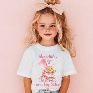 Eerste kerstfeest als grote zus naam peperkoek kinder shirts