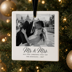 Eerste kerstfeest als meneer en mevrouw samen Huwe Keramisch Ornament