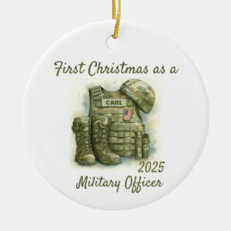 Eerste kerstfeest als militair officier keramisch ornament