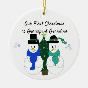 Eerste kerstfeest als opa en oma keramisch ornament