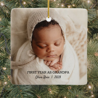 Eerste kerstfeest als opa keramisch ornament
