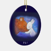 Eerste Kerstfeest Beer & Bunny Custom Name Keramisch Ornament (Rechts)